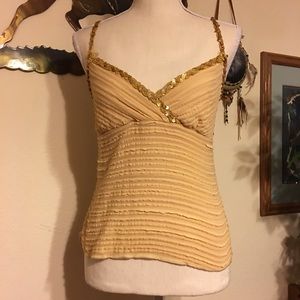 Lydee gold sequin textured camisole tank top M